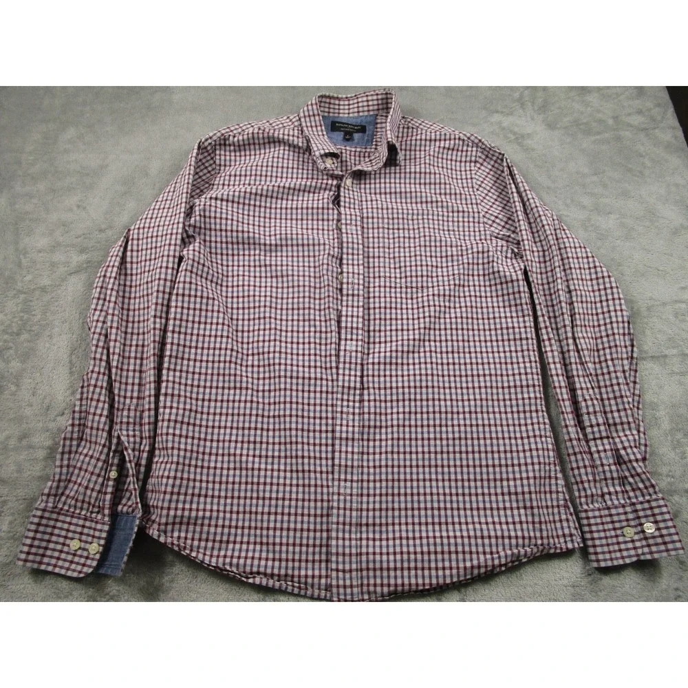 Banana Republic Shirt Mens Large Red‎ Slim Fit Checked Cotton Preppy